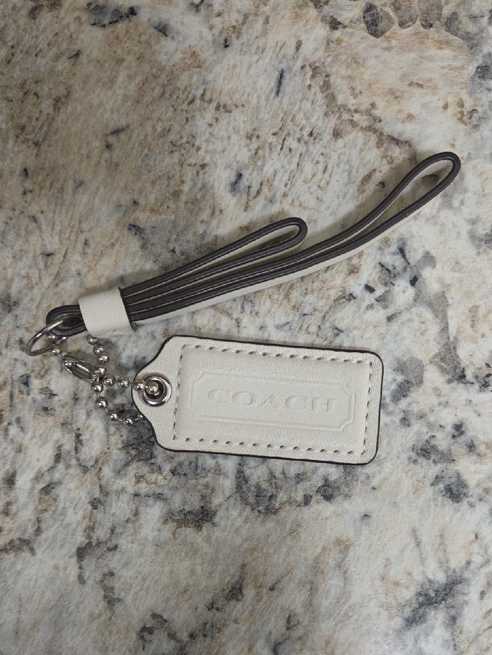 Coach White Leather Keychain